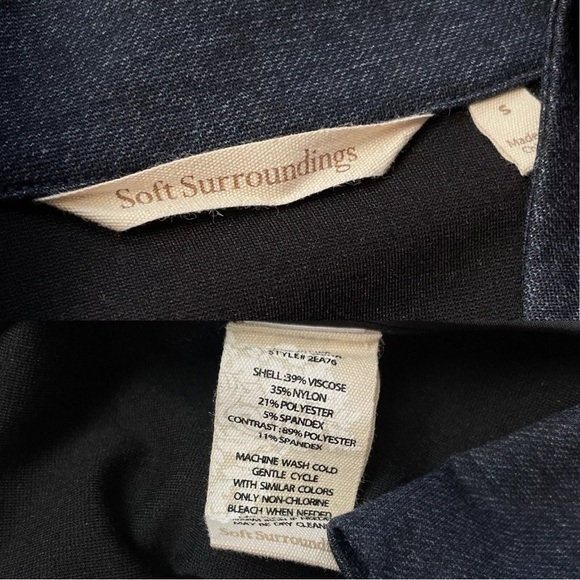 Soft Surroundings Pleated Buttoned Stretch Tunic Lagenlook Top Blue Size Small - Picture 6 of 7